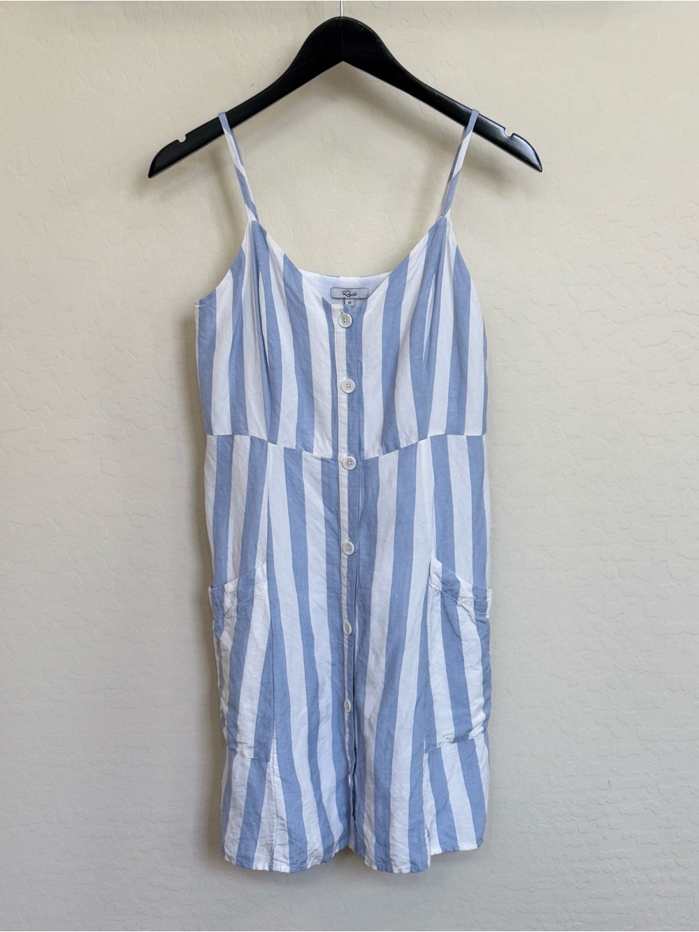 RAILS Aurora Merriell Blue & White Striped Button Front Linen Blend Dress Sz M
